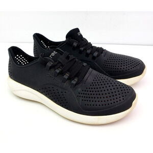 Crocs LiteRide Pacer Womens Size 7 Black White Lace Up Sneaker Shoes 205234